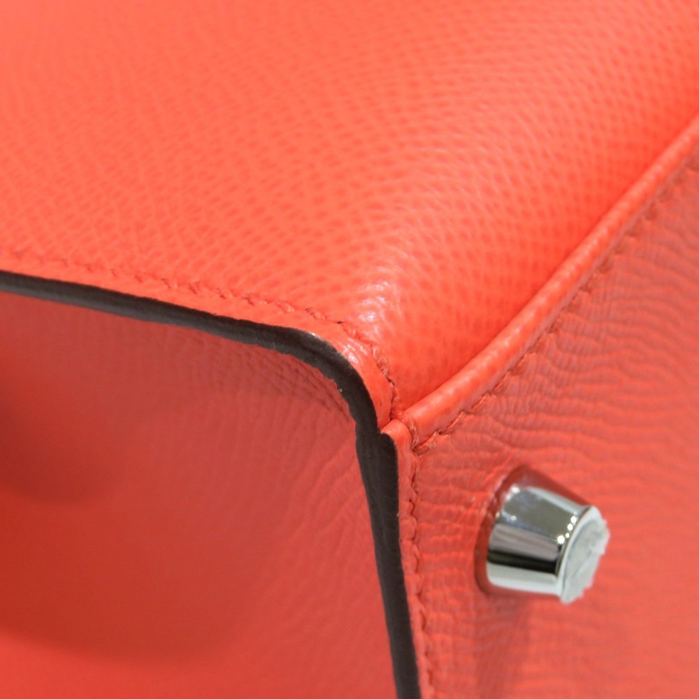HERMES Kelly 28 Outer Stitching Handbag Rose Texas/Silver Hardware Epson U St... - Picture 6 of 16